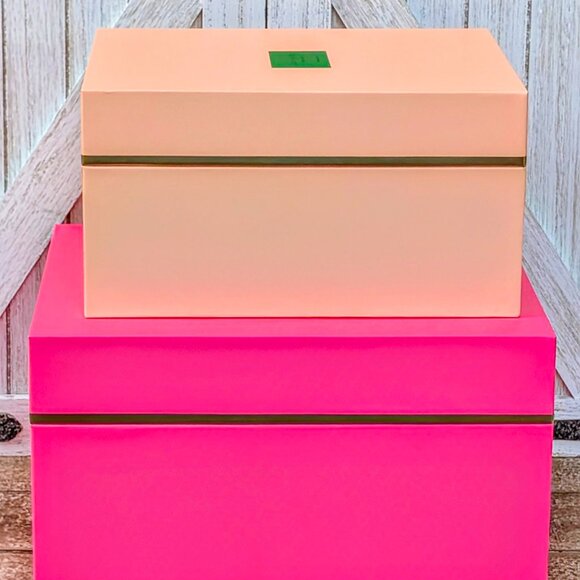 NWT♠️KATE SPADE Small Nesting Box - Light Coral & Neon Orange - Picture 8 of 8
